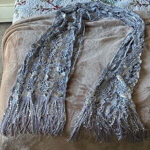 Elegant Lace Sequin Floral Scarf